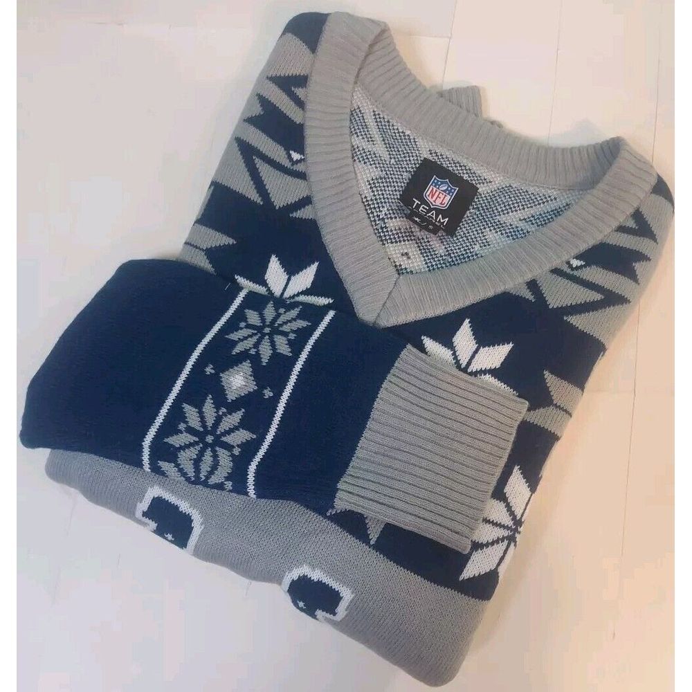 NFL Licensed Men's Indianapolis Colts Navy Blue/Gray  Sweater V‎ Neck S